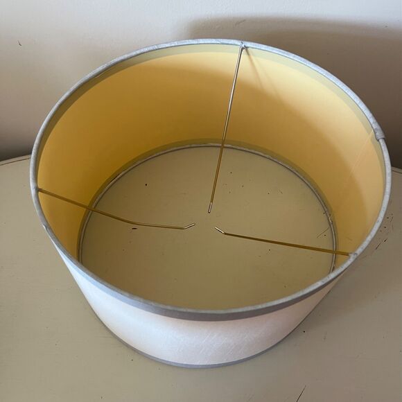 15" D x 10" H White & Gray Round Lamp Shade Lampshade - Picture 3 of 4